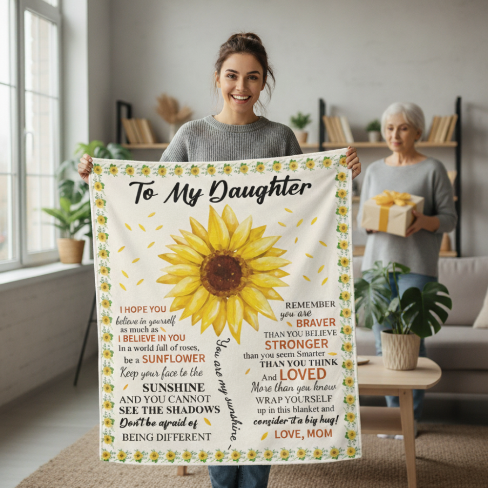 To My Daughter - You Are My Sunshine - Soft Fleece Gift Blanket