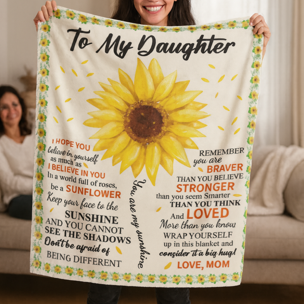 To My Daughter - You Are My Sunshine - Soft Fleece Gift Blanket